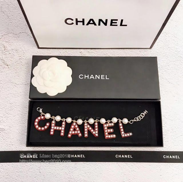 chanel手鏈 亞克力字母 香奈兒橘色水晶手鏈 復古色彩  gzsc1047